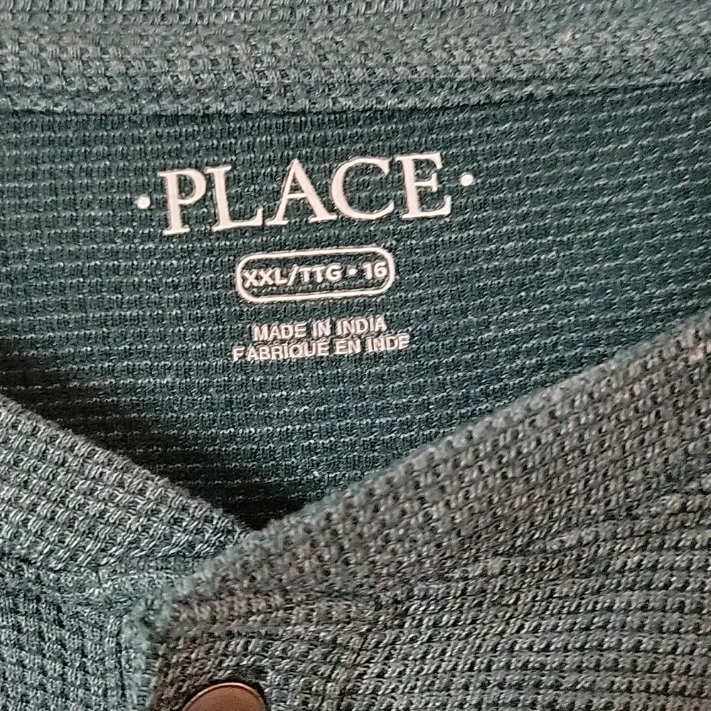 Childrens Place green henley thermal long sleeve xxl/16